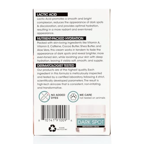 Advanced Clinicals, Dark Spot, Brightening Cream, 2.5 Fl Oz (74 Ml)