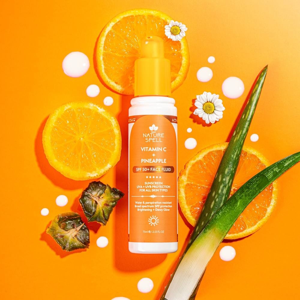 Nature Spell Vitamin C & Pineapple Spf50+ Face Fluid in Orange
