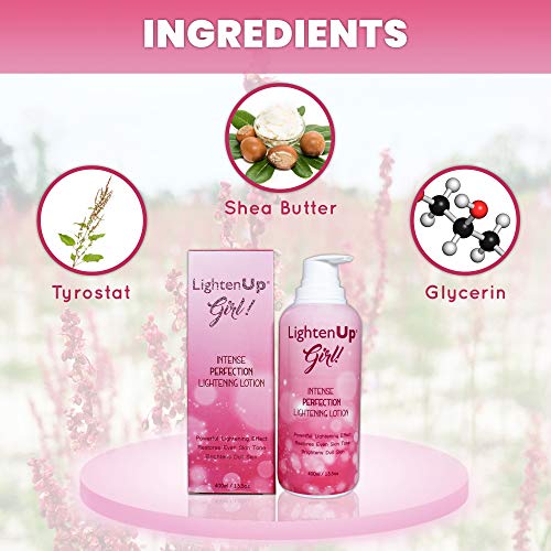 LightenUp Girl! Skin Lightening Lotion | 13.5 Fl Oz / 400ml | Uneven Skin Tone, Hyperpigmentation Treatments, Fade Dark Spots on: Body, Knees, Hands,
