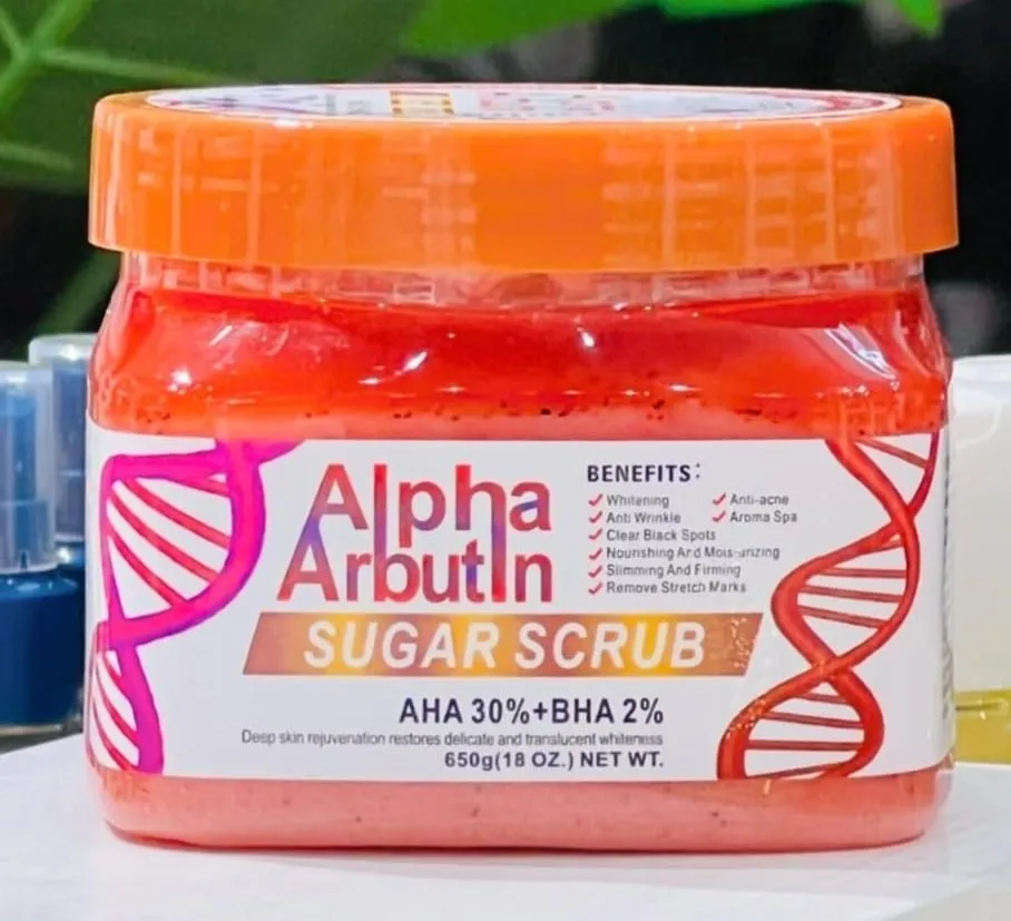 Alpha Arbutin sugar scrub and Vitamin C